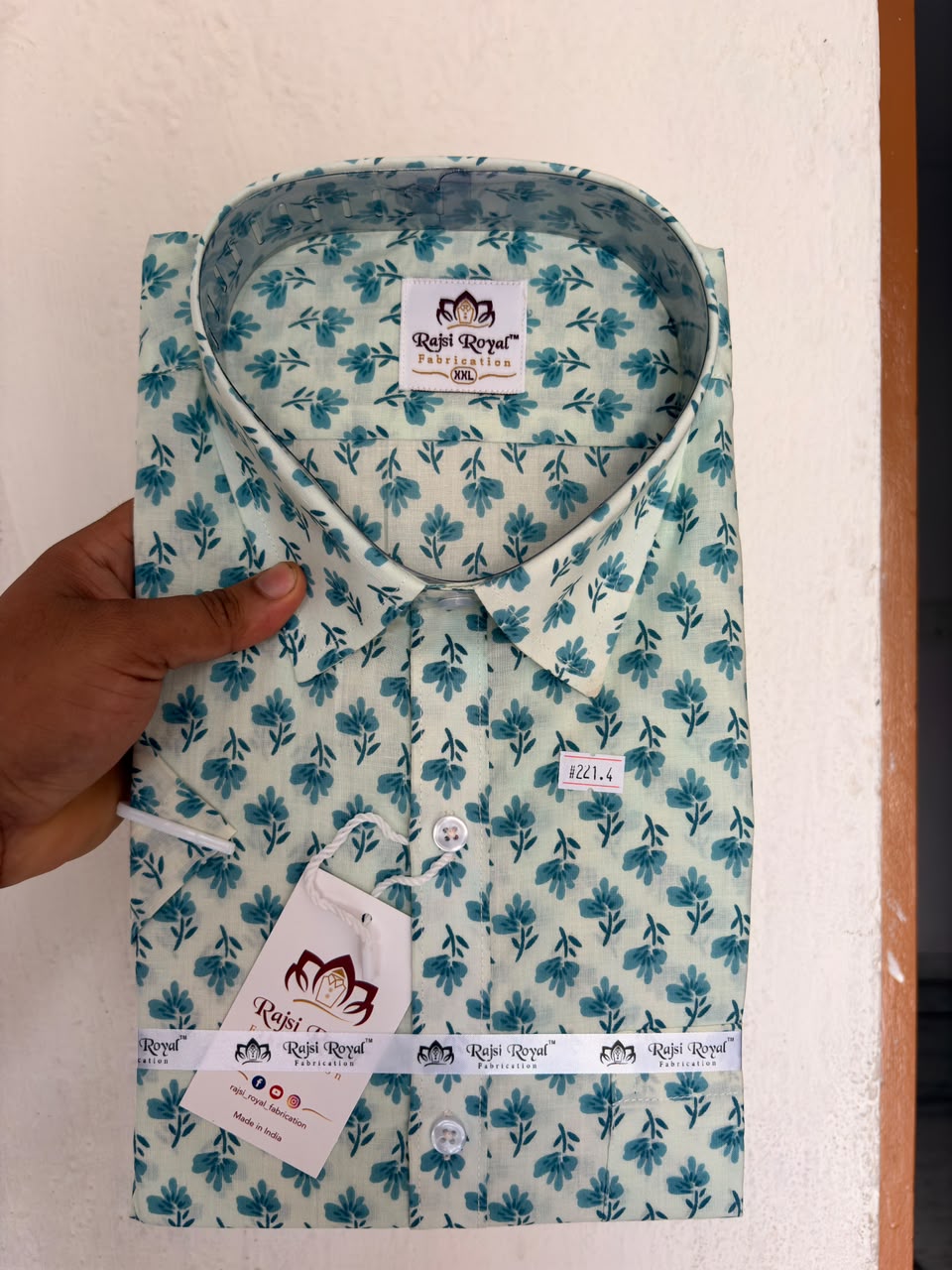 Teal Blue Floral Motifs Printed 2