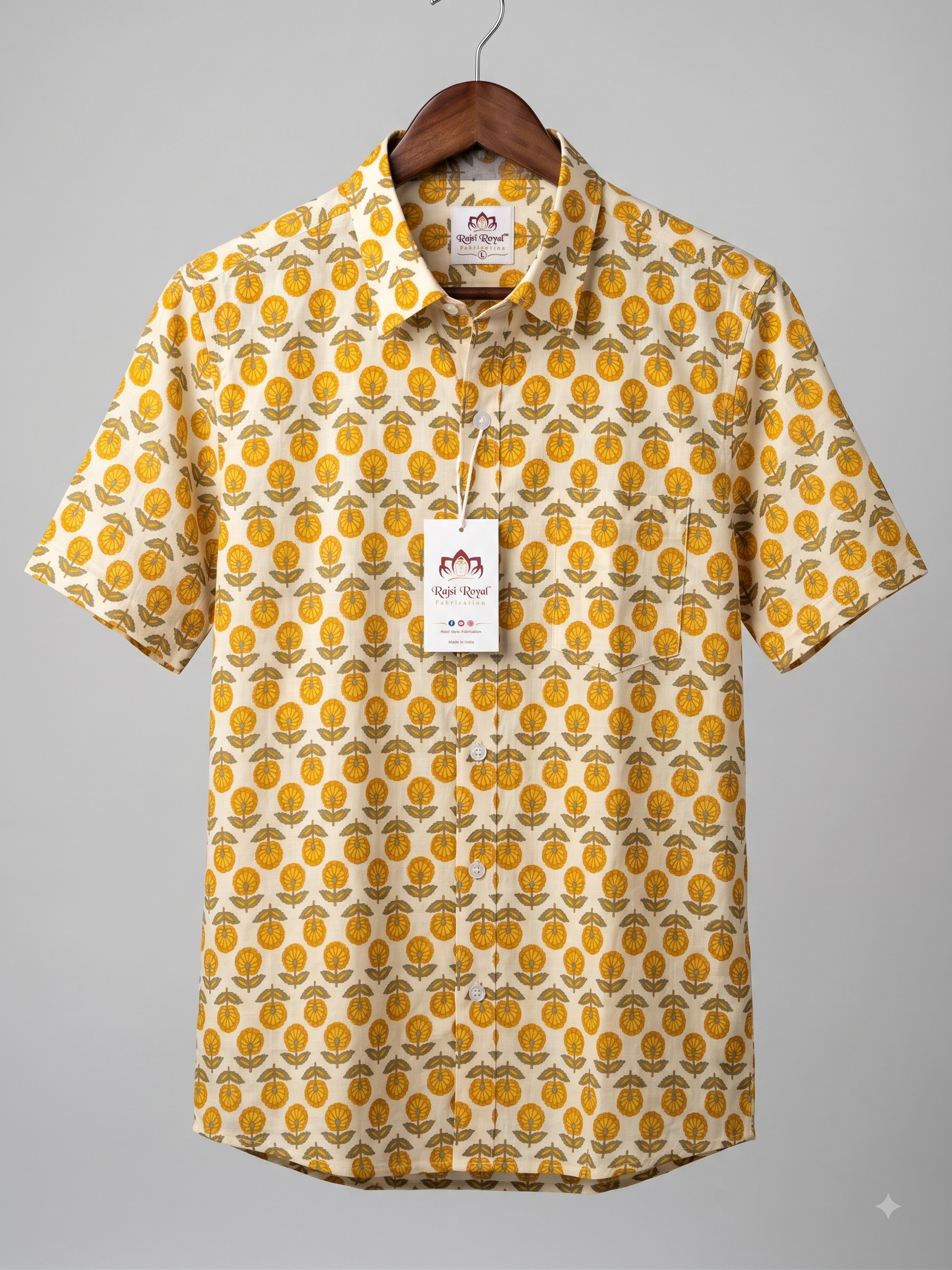 Traditional Floral Booti Print Cotton Shirt