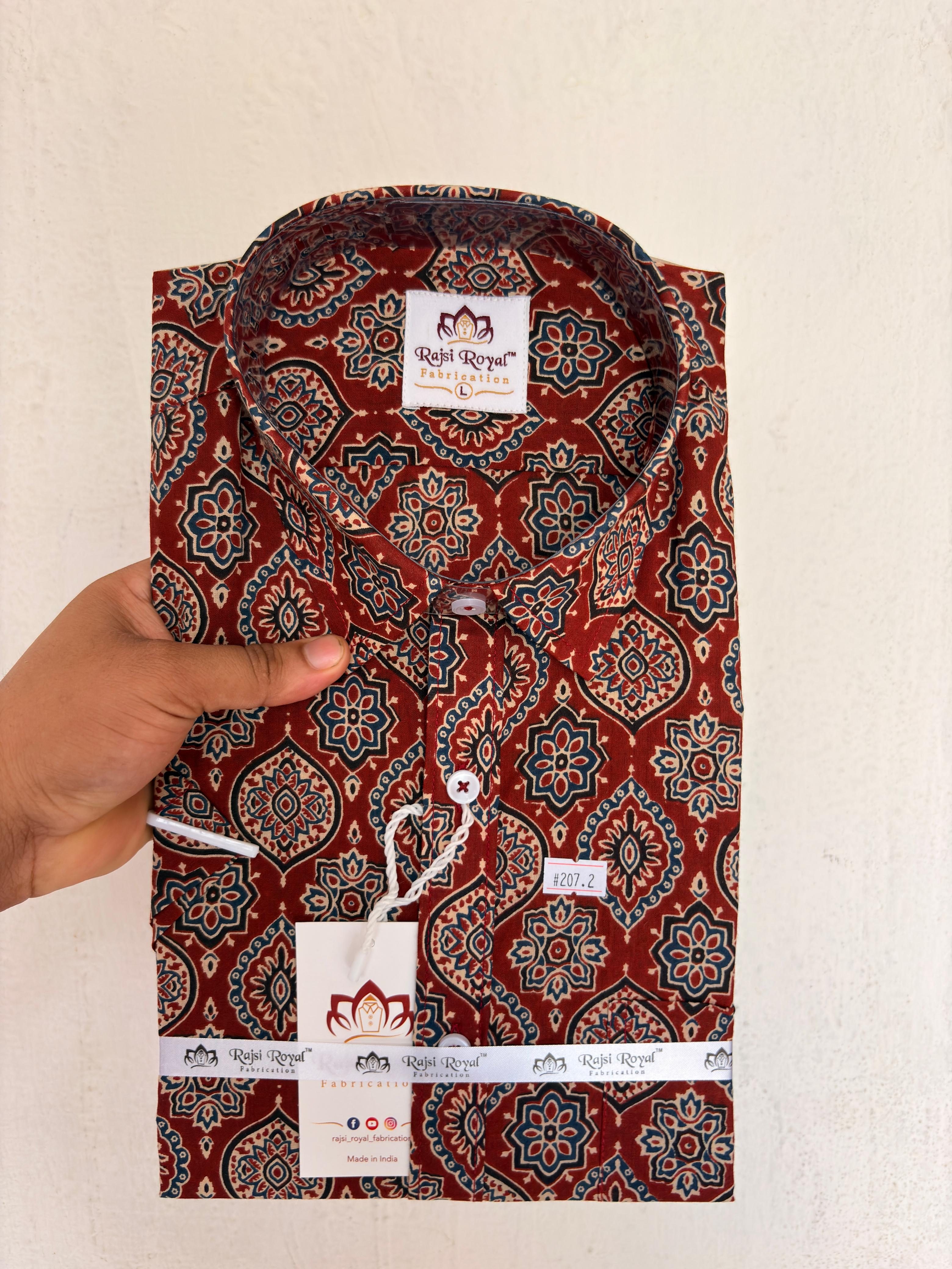 Terracotta Red Ajrakh Block Print Shirt 3