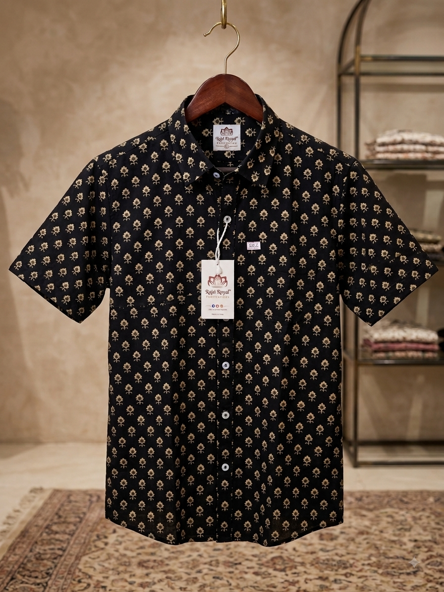 Royal Black Ethnic Floral